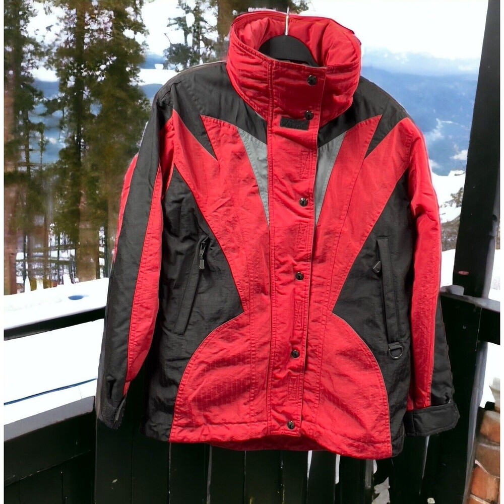 VTG 90’s North Face Ski Jacket Womens 8 Extreme Light Red Black Hooded Coat Zips